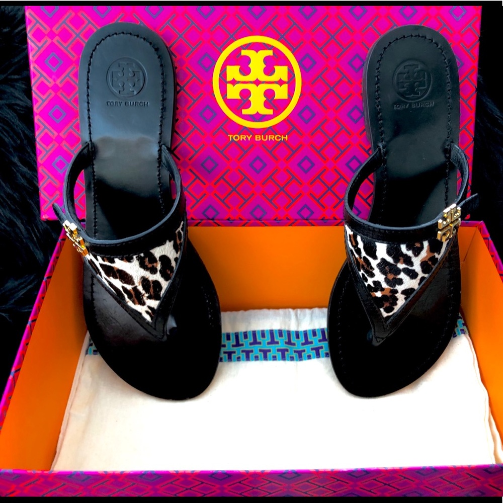 Tory Burch Reva Leopard Eloise Flat Thong size 8.5